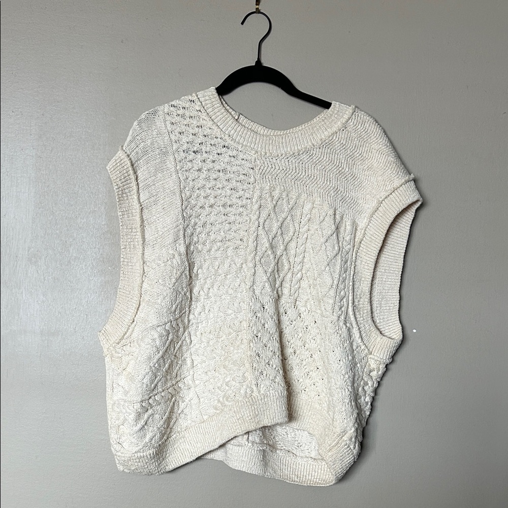 Free people Cream Cable Knit Sleeveless Sweater Vest
